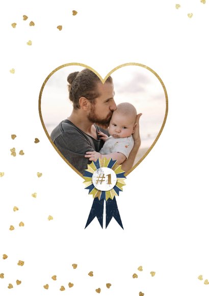 Vaderdagkaart met grote foto in hart van goud en lint 2