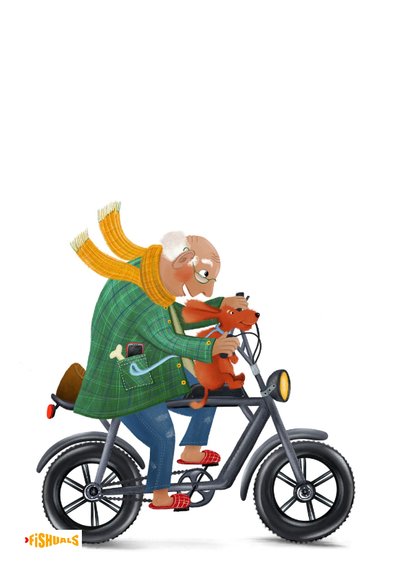 Vaderdagkaart met oudere meneer op fatbike 2