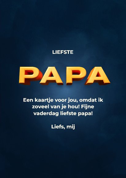 Vaderdagkaart PAPA donkerblauw met foto en rode hartjes 3