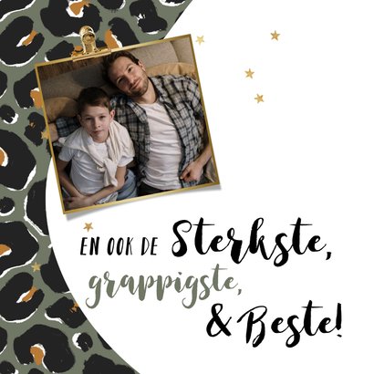 Vaderdagkaart 'Stoerste Papa' panterprint foto goud sterren 2