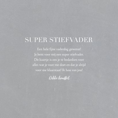 Vaderdagkaart 'super stiefvader' met grote foto en tekst 3
