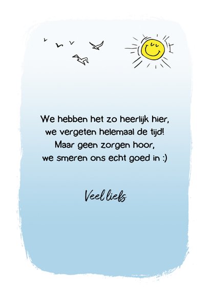 Vakantiegroet strip zonnebrand strand - A 3