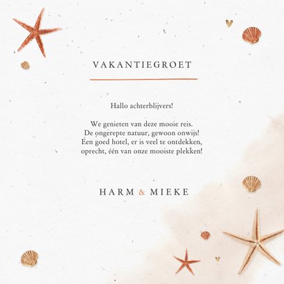Vakantiekaart collage strand schelpen zeesterren 3