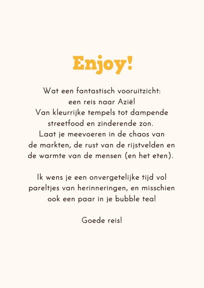 Vakantiekaart fijne vakantie Azië bubble tea grappig 3