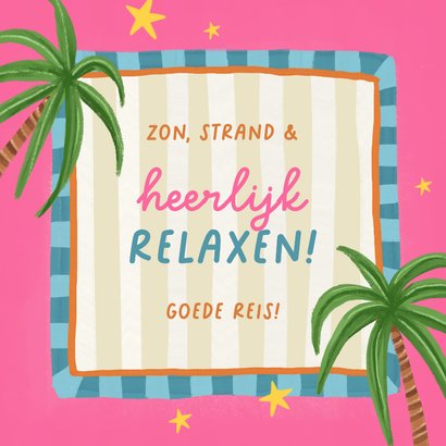 Vakantiekaart fijne vakantie tropische palmbomen kleurrijk 2