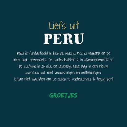 Vakantiekaart fotocollage backpack liefs uit peru hartjes 3