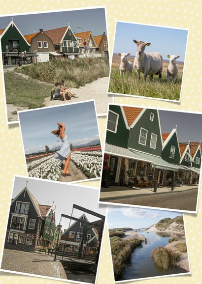 Vakantiekaart fotocollage, stipjes, hartjes en groeten uit 2