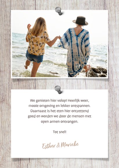 Vakantiekaart hout met foto's en spijkers 3