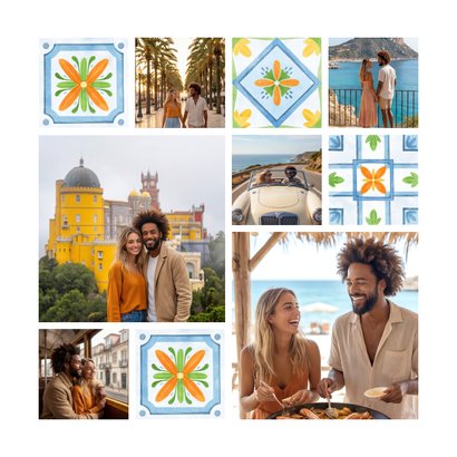Vakantiekaart mediterraans tegeltjes fotocollage zomer 2