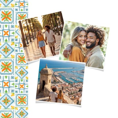 Vakantiekaart mediterraans tegeltjes sinaasappels foto's 2