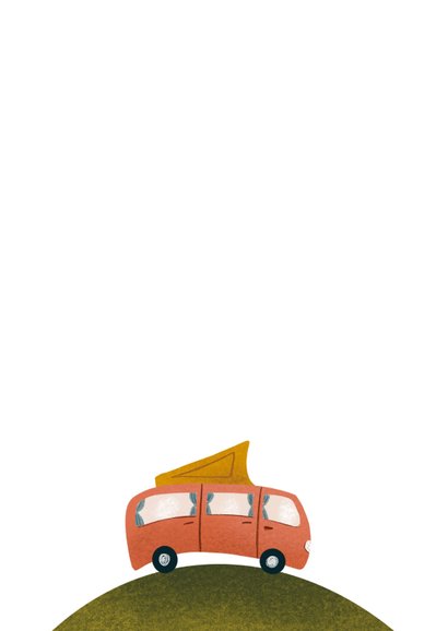 Vakantiekaart met camper om een goede reis te wensen. 2