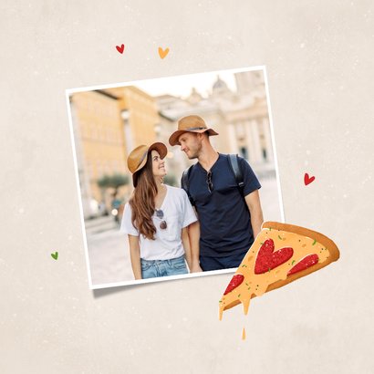 Vakantiekaart pizzapunt pizza foto hartjes Italië 2