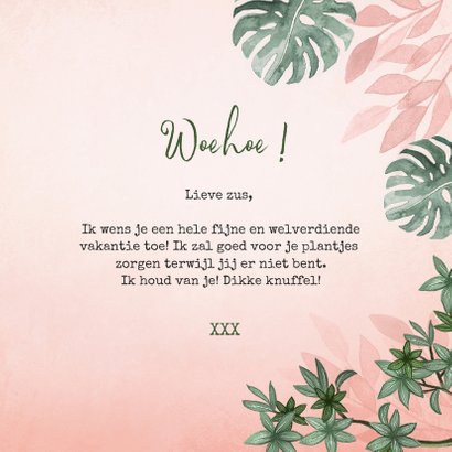 vakantiekaart roze jungle botanisch  3