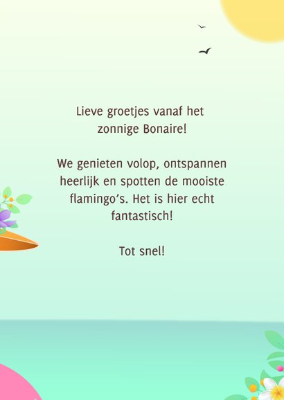 Vakantiekaart tropisch humor flamingo met hartjes zonnebril 3