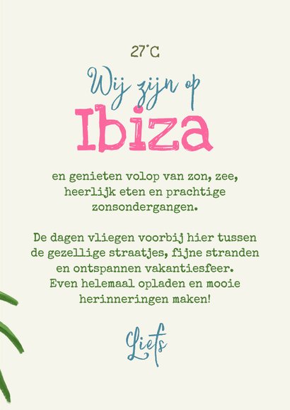 Vakantiekaart tropisch palmbomen kleuren kaders foto roze 3