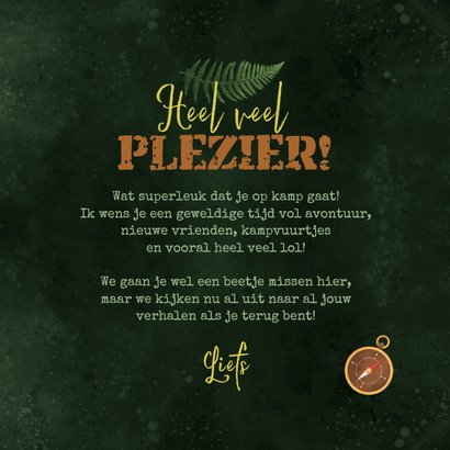 Vakantiekaart veel plezier op kamp survival natuur 3