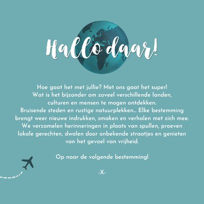 Vakantiekaart wereldreis wereldbol foto's rondreis 3