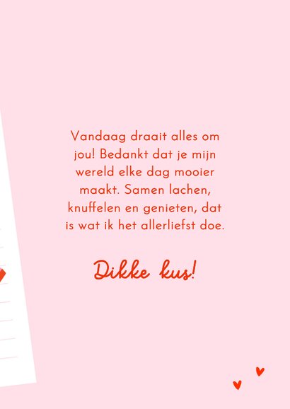 Valentijnskaart all i want is you typografisch met papiertje 3