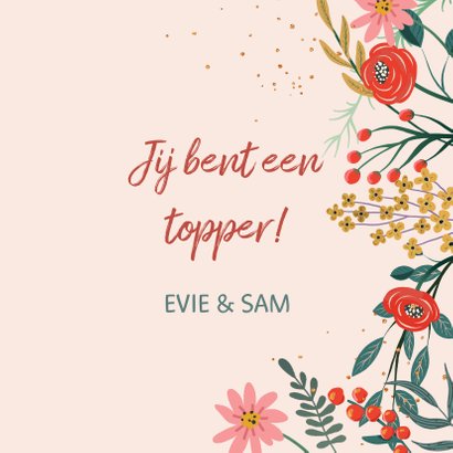 Valentijnskaart bloemen rood 3