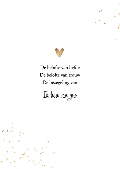 Valentijnskaart collage met spetters goud en hartjes 2