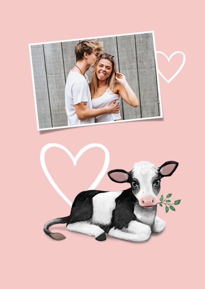 Valentijnskaart cow van jou koe liefde hartjes foto 2