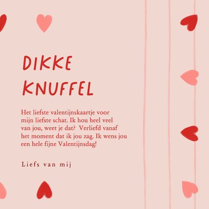 Valentijnskaart dikke knuffel strepen hartjes foto 3