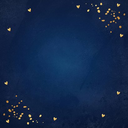 Valentijnskaart donkerblauw foto confetti goudlook 2