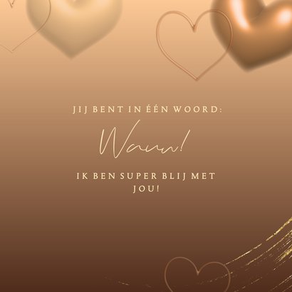 Valentijnskaart eigen foto stijlvol goud glans 3d hartjes 3
