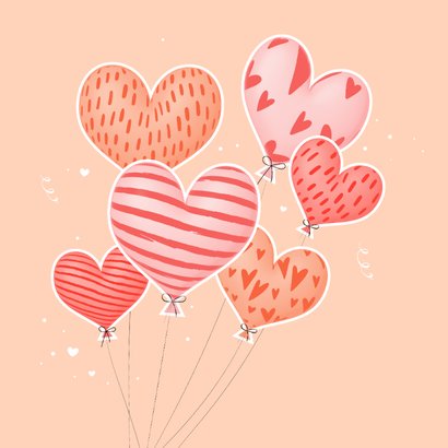 Valentijnskaart eigentijdse illustratie 3d hartjes ballonnen 2