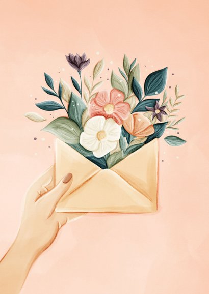 Valentijnskaart envelop met bloemen 2