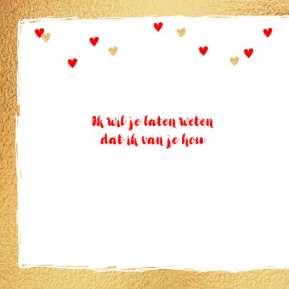 Valentijnskaart foto hartjes goud rood 2