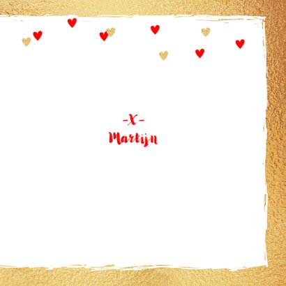 Valentijnskaart foto hartjes goud rood 3