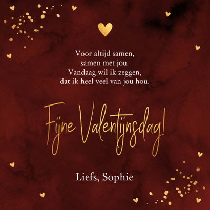 Valentijnskaart fotocollage rood confetti goudlook 3