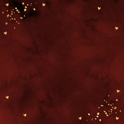 Valentijnskaart fotocollage rood confetti goudlook Achterkant
