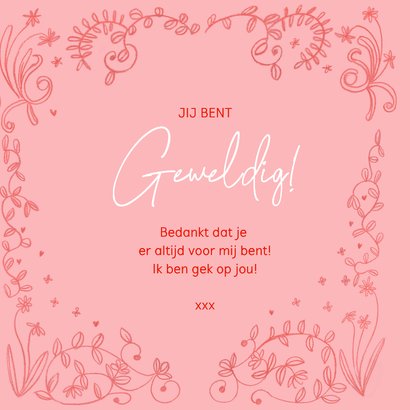 Valentijnskaart geschilderde hartjes en bloemen 3