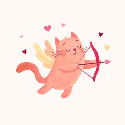 Valentijnskaart grappig kat illustraties hartjes liefde 2