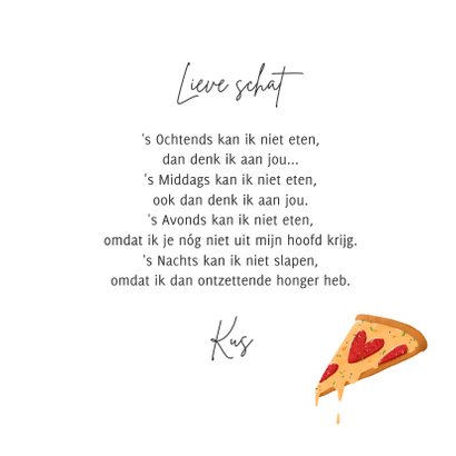 Valentijnskaart grappig pizza eten lekker stuk hartjes 3
