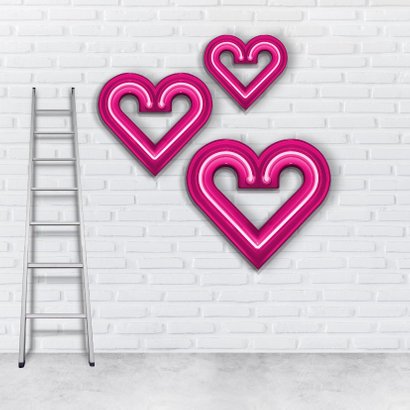 Valentijnskaart groot roze neon hart 2