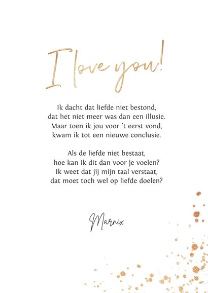 Valentijnskaart hart liefde goud spetters i love you 3