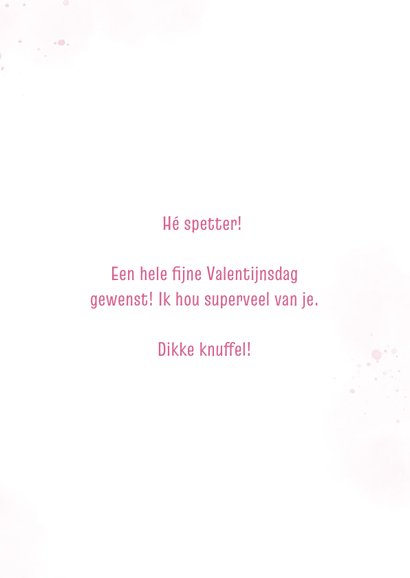 Valentijnskaart hé spetter met foto en roze hartjes 3