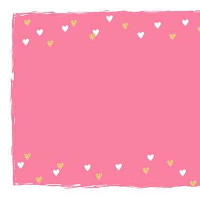 Valentijnskaart hip hartjes goud roze 2