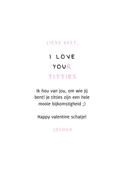 Valentijnskaart i love your titties 3