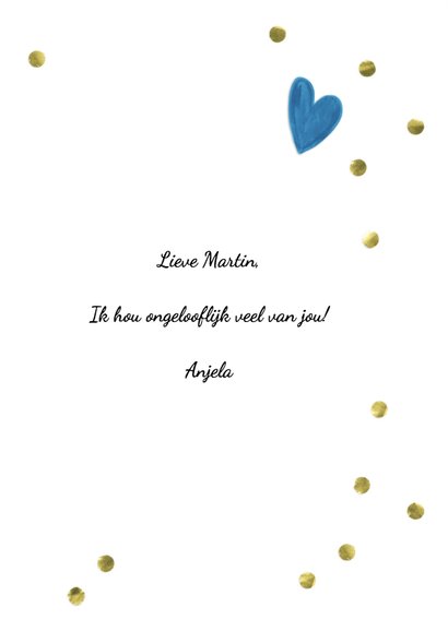 Valentijnskaart Ik hou van jou gouden confetti 3