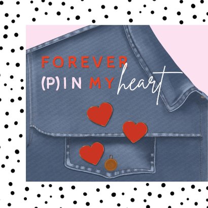 Valentijnskaart ik pin mij vast aan jou hartjes op jeans 2