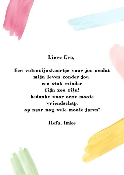 Valentijnskaart. Kleurrijke quote vriendschap 3