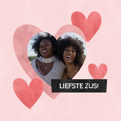 Valentijnskaart knuffel voor de liefste zus met hartjes 2