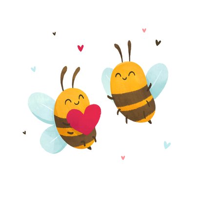 Valentijnskaart koppel grappige bijtjes hartjes humor 2