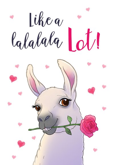 Valentijnskaart Lama I lalalala Love you 2