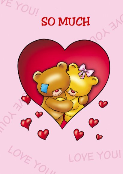 Valentijnskaart liefde beren tussen harten 3