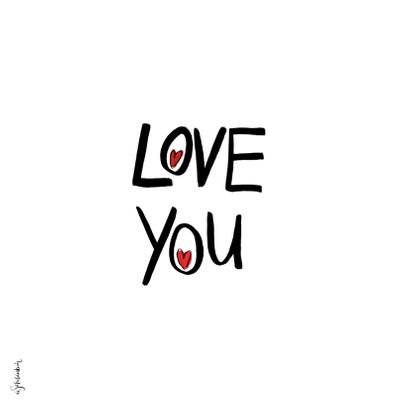 Valentijnskaart Love you hart met gezichtje 2